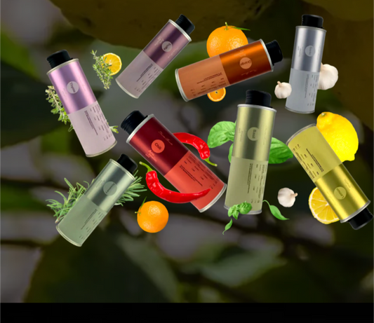 huile d'olive extra vierge aromatisée au basilic-citron-orange-truffes  - 4X10 cl